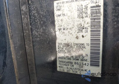 2011 Nissan Maxima 3.5 Sv z USA, uszkodzony, nr VIN 1N4AA5AP8BC861542